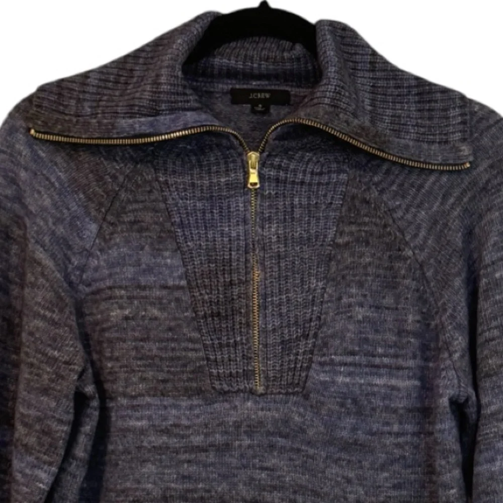 J.Crew Space-Dyed Half-Zip Merino Wool Cashmere Sweater Blue Size M